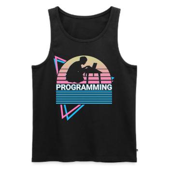 Programmeur de programmation Retro - Débardeur bio Premium Homme - noir - Devant - Michal (187cm)