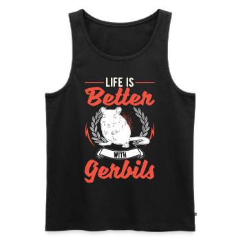 La vie est meilleure avec la gerbille de Gerbil - Débardeur bio Premium Homme - noir - Devant - Michal (187cm)