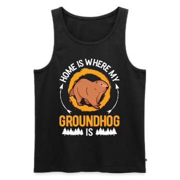 Groundhog Home Groundhog Day Marmot - Men's Premium Organic Tank Top - black - Front - AI Model Male 178 light (178cm)