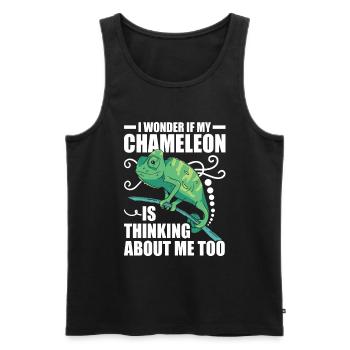 Caméléon Cadeau Caméléon - Débardeur bio Premium Homme - noir - Devant - Michal (187cm)