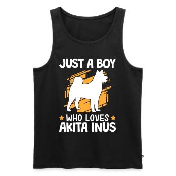 Le garçon de l’Akita Inu aime le Spitz japonais - Débardeur bio Premium Homme - noir - Devant - AI Model Male 178 light (178cm)