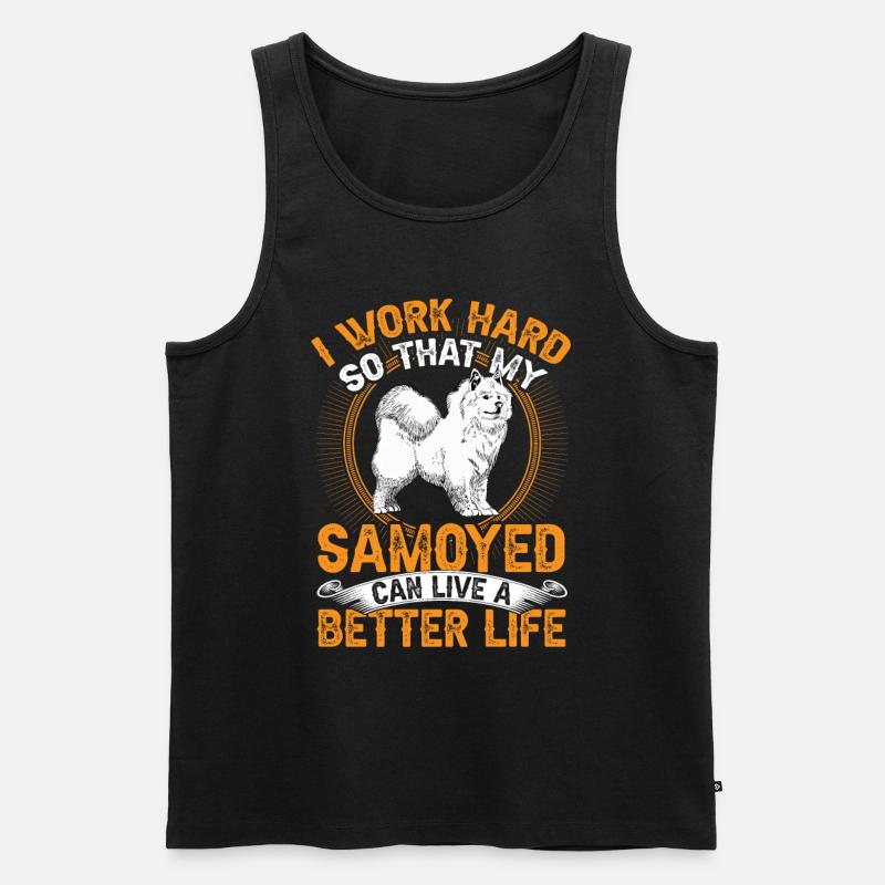 Samojede arbeite hart Samojedenspitz - Männer Premium Bio Tank Top - Schwarz