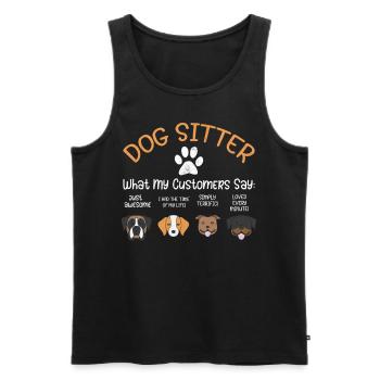 Dog Sitter Saying Pun Slogan Ce que disent mes clients - Débardeur bio Premium Homme - noir - Devant - Michal (187cm)
