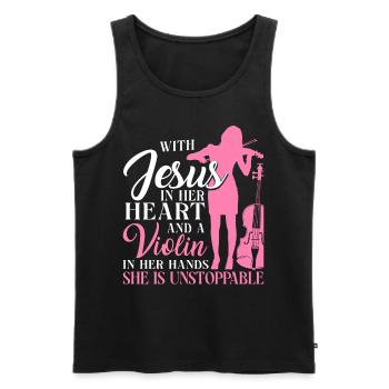 Violoniste Violoniste Jesus Faith - Débardeur bio Premium Homme - noir - Devant - Michal (187cm)