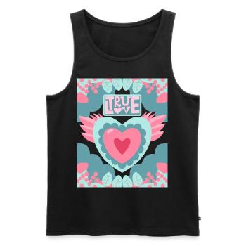 Amour Dire, Vrai-Amour, Motif de la Saint-Valentin - Débardeur bio Premium Homme - noir - Devant - Michal (187cm)