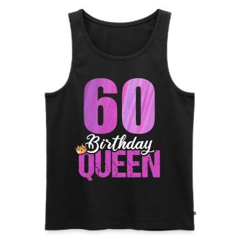 60 ans 60 anniversaire anniversaire reine - Débardeur bio Premium Homme - noir - Devant - AI Model Male 178 light (178cm)