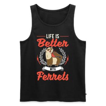 Das Leben ist besser mit einem Frettchen - Männer Premium Bio Tank Top - Schwarz - Vorne - Michal (187cm)
