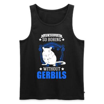 Gerbille Cadeau Rat de course mongol Gerbille - Débardeur bio Premium Homme - noir - Devant - Michal (187cm)