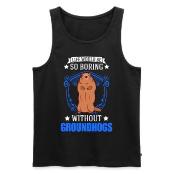Murmeltier Groundhog Day Waldmurmeltier - Männer Premium Bio Tank Top - Schwarz - Vorne - AI Model Male 178 light (178cm)