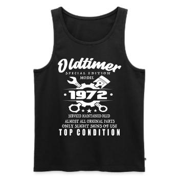 Oldtimer Special Edition Model 1972 Birthday - Men's Premium Organic Tank Top - black - Front - AI Model Male 178 light (178cm)