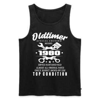 Oldtimer Special Edition Model 1980 Birthday - Men's Premium Organic Tank Top - black - Front - AI Model Male 178 light (178cm)