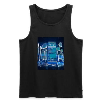 Accessoires de cuisson Tartes Blueprint Chef Pâtissier Gâteau - Débardeur bio Premium Homme - noir - Devant - Michal (187cm)