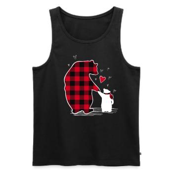 Pyjama d’ours familial à carreaux - Débardeur bio Premium Homme - noir - Devant - Michal (187cm)