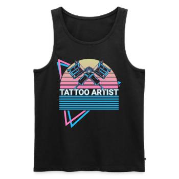 Tattoo artist retro - Men's Premium Organic Tank Top - black - Front - Michal (187cm)