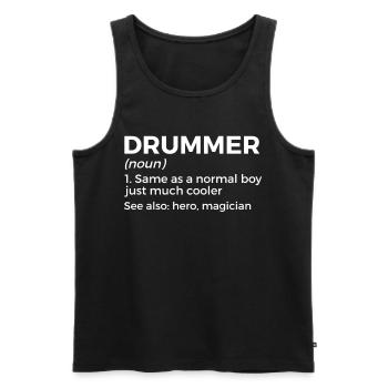 Musicien de batterie - Débardeur bio Premium Homme - noir - Devant - Michal (187cm)