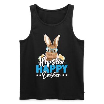 Hipster Happy Easter - Männer Premium Bio Tank Top - Schwarz - Vorne - AI Model Male 178 light (178cm)