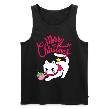 Funny Cat, Merry Christmas, Christmas Saying - Men's Premium Organic Tank Top - black - Front - Michal (187cm)