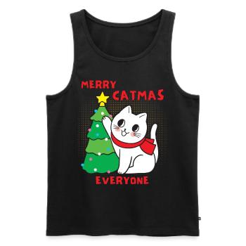Cat with Christmas tree, funny saying, Pun - Men's Premium Organic Tank Top - black - Front - AI Model Male 178 light (178cm)