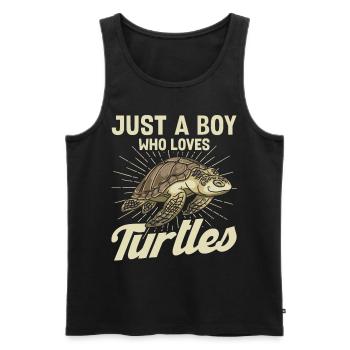 Just A Boy Who Loves Turtles - Männer Premium Bio Tank Top - Schwarz - Vorne - Michal (187cm)