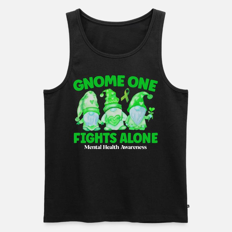Gnome One Fights Alone - Männer Premium Bio Tank Top - Schwarz