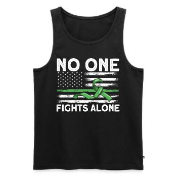 No One Fights Alone - Men's Premium Organic Tank Top - black - Front - Michal (187cm)