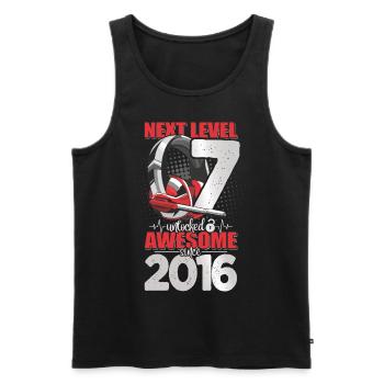 Level Unlocked 7 Jahre alt 2016 Headset Gaming - Männer Premium Bio Tank Top - Schwarz - Vorne - AI Model Male 178 light (178cm)