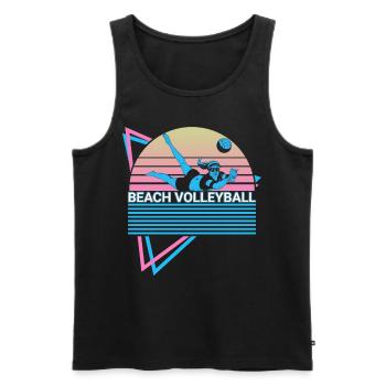 Joueur de beach-volley rétro - Débardeur bio Premium Homme - noir - Devant - AI Model Male 178 light (178cm)