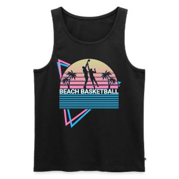 Joueur de basket-ball de plage Rétro - Débardeur bio Premium Homme - noir - Devant - Michal (187cm)