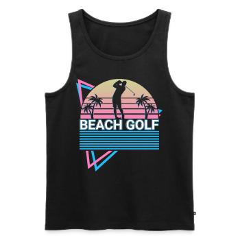 Beach golfers retro - Men's Premium Organic Tank Top - black - Front - AI Model Male 178 light (178cm)