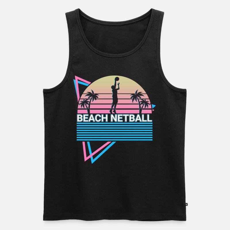 Beach Netball Spieler Retro - Männer Premium Bio Tank Top - Schwarz