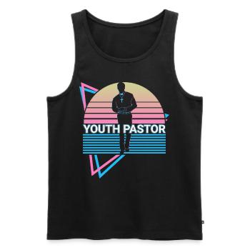 Youth Pastor Retro - Men's Premium Organic Tank Top - black - Front - Michal (187cm)