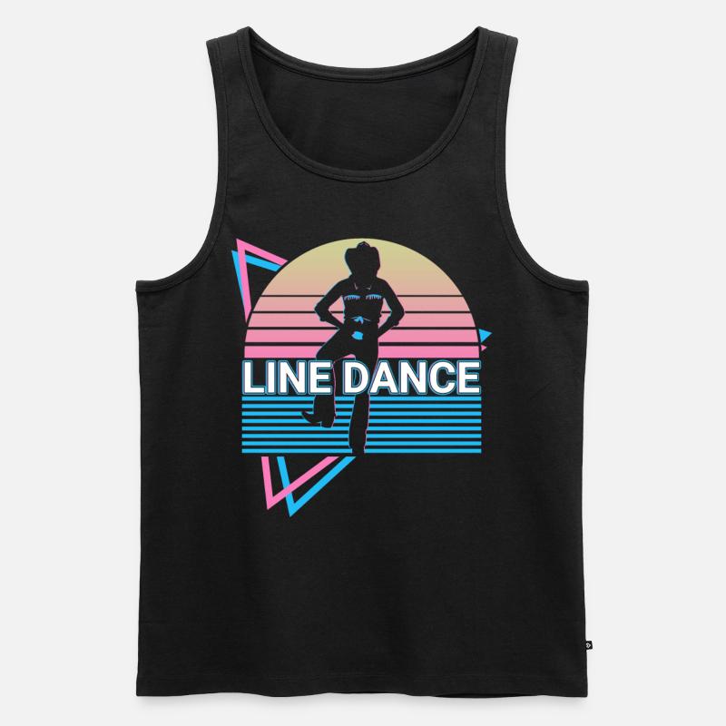 Line Dance Retro - Männer Premium Bio Tank Top - Schwarz