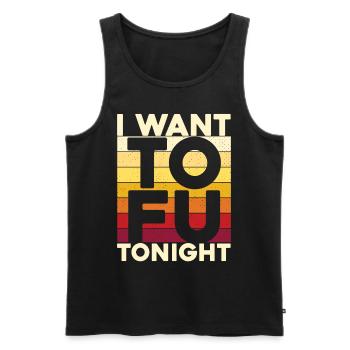 Je veux du tofu ce soir - Débardeur bio Premium Homme - noir - Devant - AI Model Male 178 light (178cm)