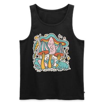 Colorful Mushrooms Cottage Core Aesthetic Goblincore - Men's Premium Organic Tank Top - black - Front - AI Model Male 178 light (178cm)
