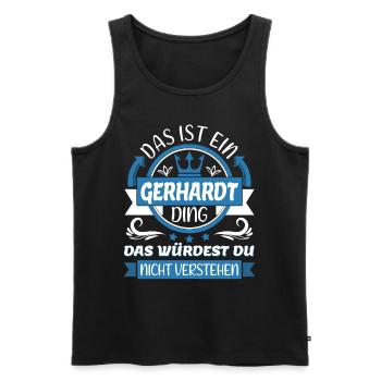 Gerhardt Name Vorname Namenstag Namensgeschenk - Männer Premium Bio Tank Top - Schwarz - Vorne - Michal (187cm)
