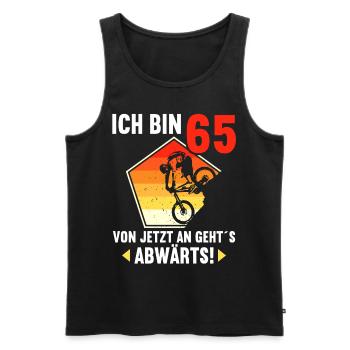 Ich bin 65 Ab jetzt gehts abwärts 65 Geburtstag - Männer Premium Bio Tank Top - Schwarz - Vorne - AI Model Male 178 light (178cm)