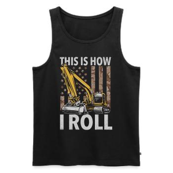 Lustige Bauarbeiter & Baustelle Baggerfahrer - Männer Premium Bio Tank Top - Schwarz - Vorne - AI Model Male 178 light (178cm)