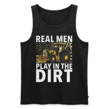 Funny construction workers & construction site excavator drivers - Men's Premium Organic Tank Top - black - Front - Michal (187cm)