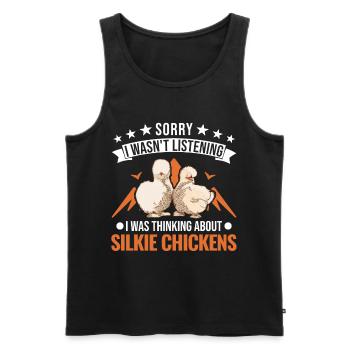 Silk Chicken Cadeau Silkie Chicken Silkie Chicken - Débardeur bio Premium Homme - noir - Devant - AI Model Male 178 light (178cm)