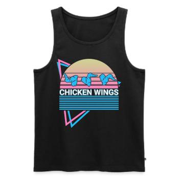 Chicken Wings Retro - Männer Premium Bio Tank Top - Schwarz - Vorne - AI Model Male 178 light (178cm)