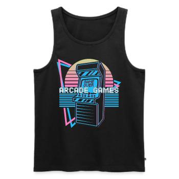 Jeux d’arcade Rétro - Débardeur bio Premium Homme - noir - Devant - AI Model Male 178 light (178cm)