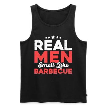 Les vrais hommes sentent le barbecue - Débardeur bio Premium Homme - noir - Devant - AI Model Male 178 light (178cm)