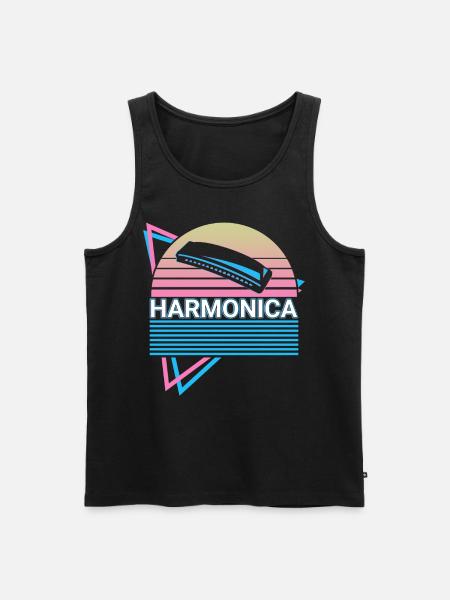 Harmonica Player Harmonica Player Retro - Men's Premium Organic Tank Top - black