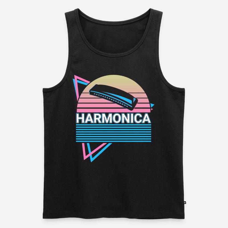 Harmonica Player Harmonica Player Retro - Men's Premium Organic Tank Top - black