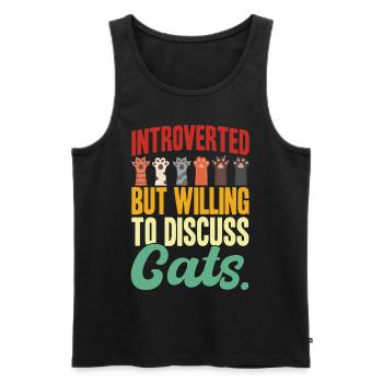 Introverted But Willing To Discuss Cats - Men's Premium Organic Tank Top - black - Front - AI Model Male 178 light (178cm)