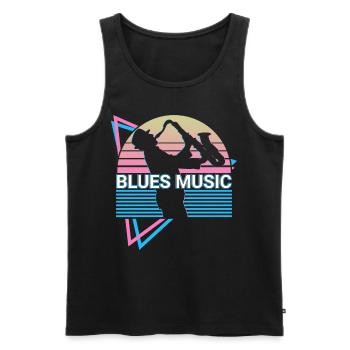 Blues Music Retro - Men's Premium Organic Tank Top - black - Front - Michal (187cm)