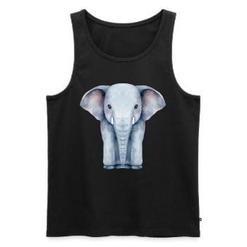 Watercolour Elephant - Men's Premium Organic Tank Top - black - Front - Michal (187cm)