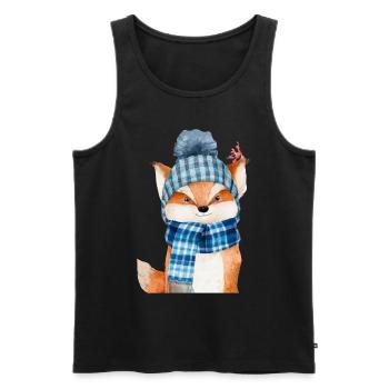 Winter Fuchs - Männer Premium Bio Tank Top - Schwarz - Vorne - AI Model Male 178 light (178cm)