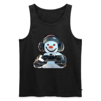 Manette de jeu Snowman Gamer - Débardeur bio Premium Homme - noir - Devant - Michal (187cm)