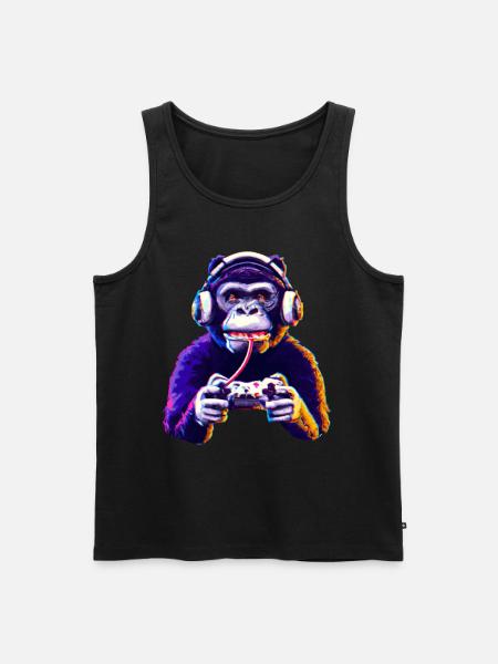 Gamer Monkey Play - Men's Premium Organic Tank Top - black